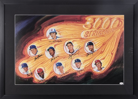 1998 3000-Strikeout Pitchers Multi-Signed Poster Signed by 10 Including Seaver, Ryan & Clemens (JSA)